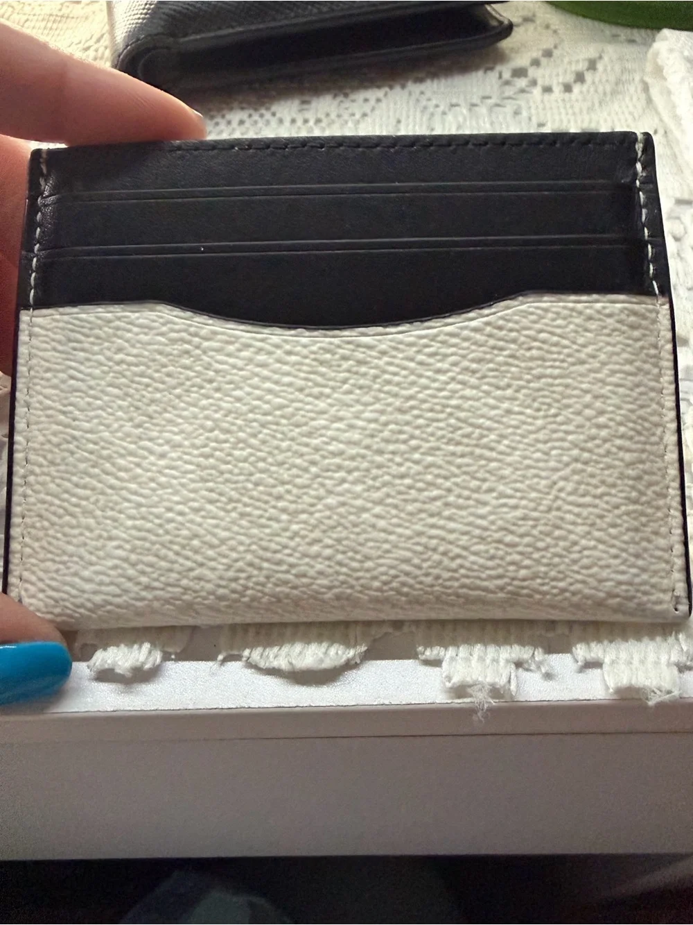 Coach Black and White Leather Money Clip with ID Window